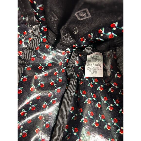 Quilted Floral Ultimate Travel Toiletry Cosmetic Bag Black Perennials Noir - Picture 8 of 10